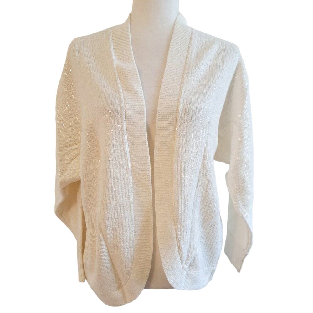 JM Collection Sequin Long Sleeve Open Front Cardi… - image 6